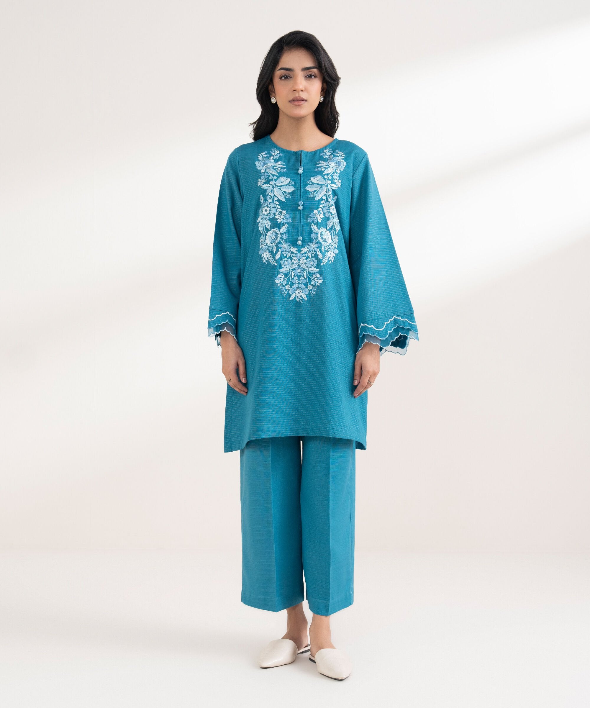 Embroidered Zari Khaddar Shirt