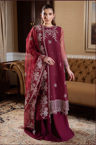 4PC ORGANZA EMBROIDERED SUIT