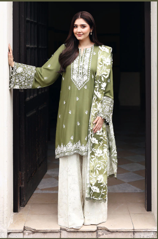 3PC LINEN EMBROIDERED SUIT
